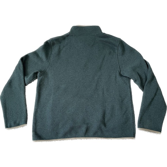 LL Bean Mens Large Pullover Fleece Snap T Green Sweatshirt Jacket - Picture 2 of 7
